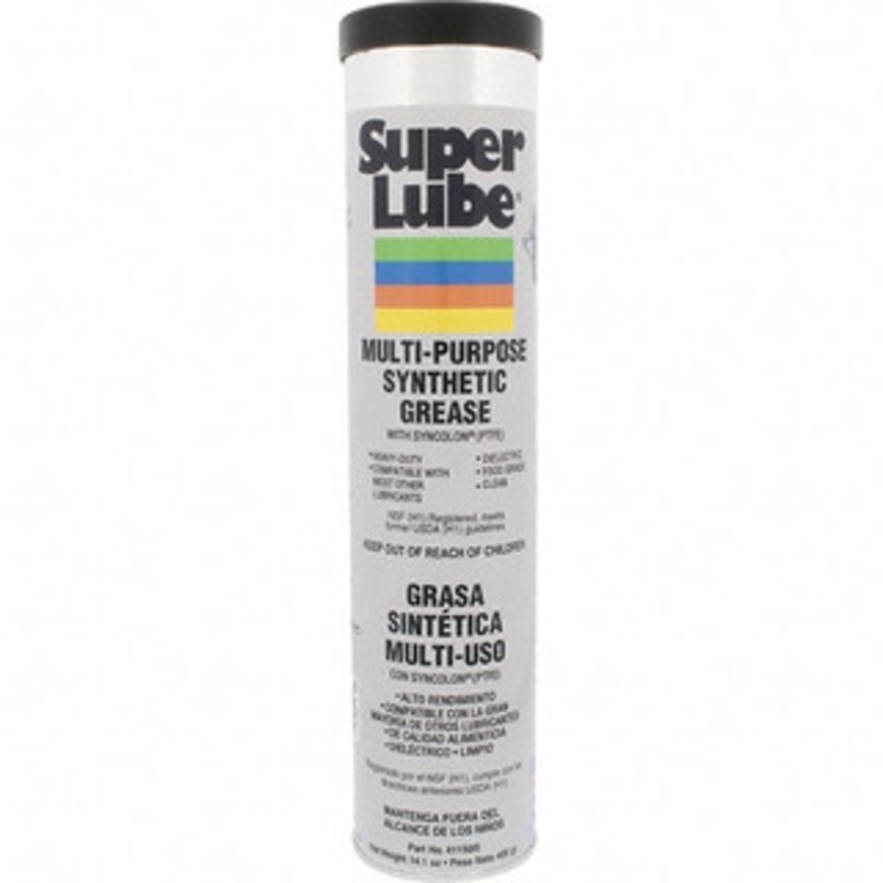 Synco Chemical Super Lube 14.1 oz Cartridge Synthetic General Purpose Grease Translucent White, Food Grade, 450F Max Temp, NLGIG 0, 41150/0 – 82461732