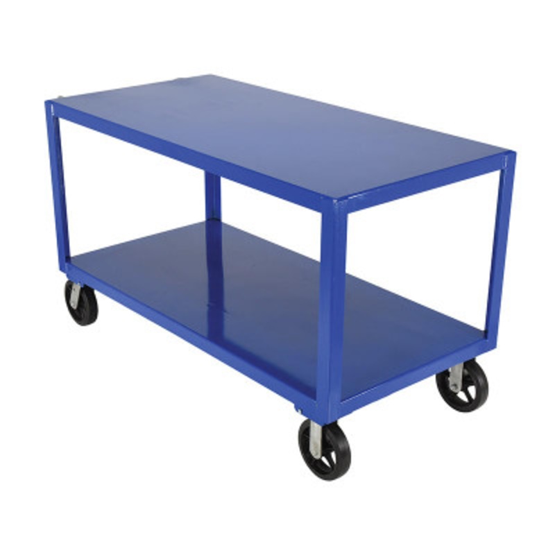 Ergo Handle Cart with Rubber Casters, 30 x 60in, 2400 lb., Blue