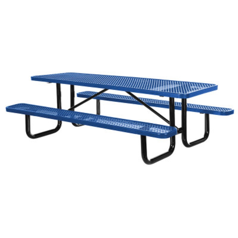 Picnic Table Expanded Metal Rectangle Top 30in x 72in, Blue