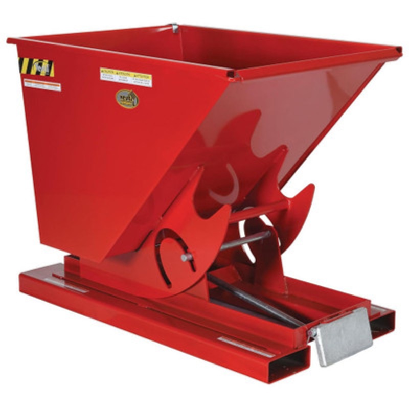 Steel Heavy Duty Self Dumping Hopper, 1/2 Cu Yd, 6000 lb., Red