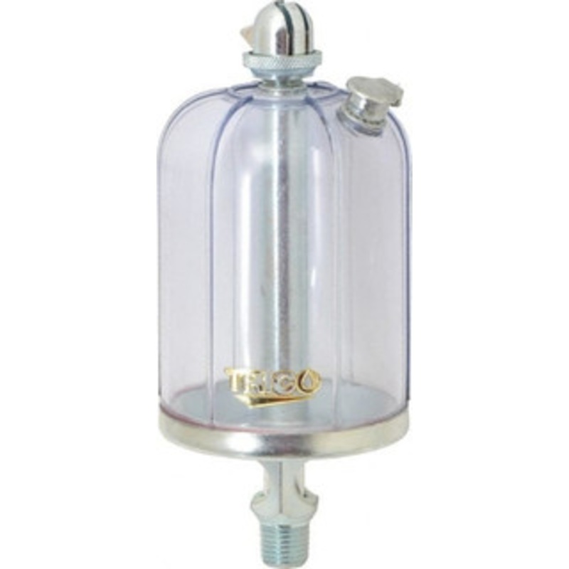 Trico 1 Outlet, Acrylic Bowl, 8 Ounce Manual-Adjustable Oil Reservoir 1/4 NPT Outlet, 2-5/8 Diam x 6-3/8 High 30328 – 09419763