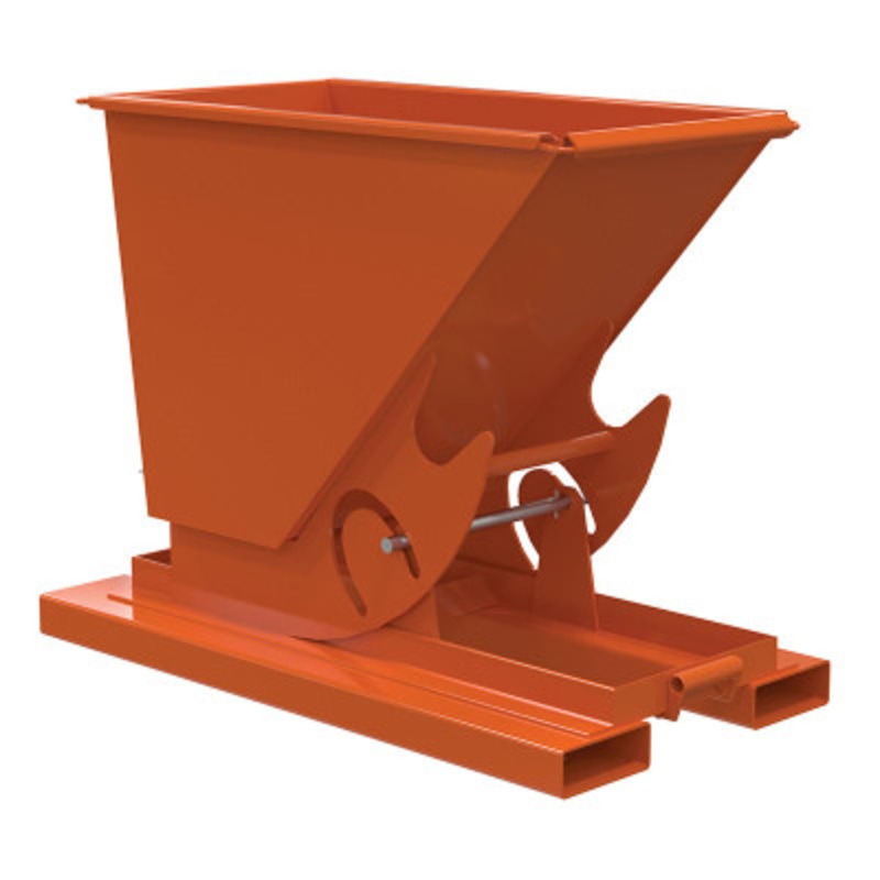 Steel No Bump and Dump Hopper, 1/3 Cu Yd, 2000 lb., Orange