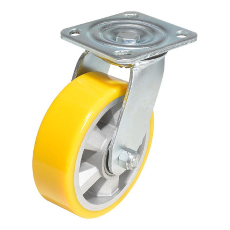 Swivel Caster, 6in Diameter x 2in Width 661 lb., Yellow/Gray