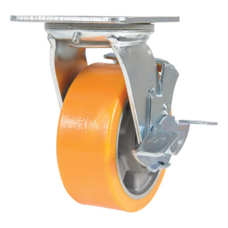Swivel, With Brake Caster 5 x 2in Width 990 lb., Orange/Gray