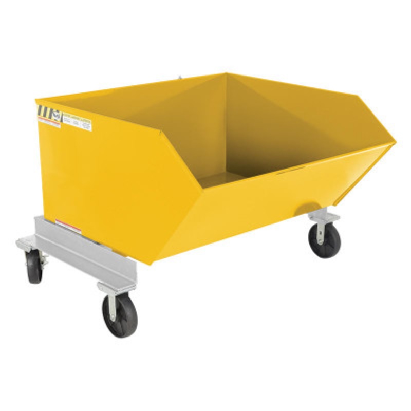 Steel Portable Tilting Hopper, 1 Cubic Yard, 2,000 lb., Yellow
