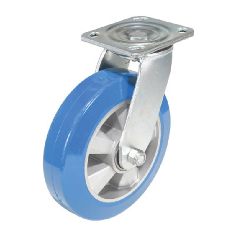 Ball Bearing Swivel Caster, 8 x 2in Width 881 lb., Blue/Gray