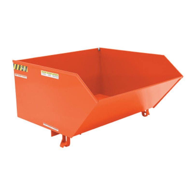 Steel Low Profile Self Dumping Hopper, 1 Cu Yd, 6000 lb., Orange