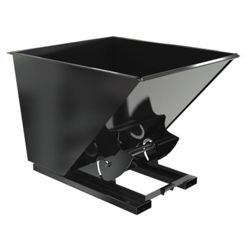 Steel No Bump and Dump Hopper, 2 Cu Yd, 2000 lb., Black