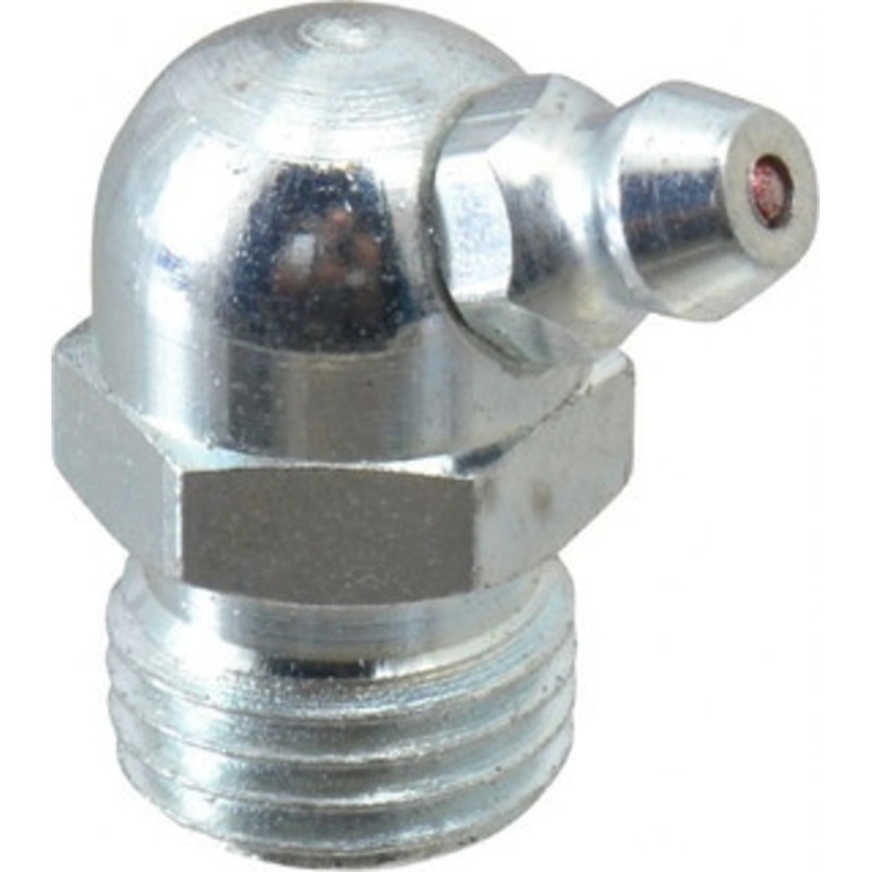 Alemite 67.5 Head Angle, 1/4 PTF Carbon Steel Standard Grease Fitting 9/16 Hex, 31/32 Overall Height, 11/32 Shank Length, 10,000 Operating psi, Zinc Plated Finish 1629-B – 03244472