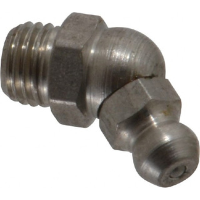 PROLUBE 45 Head Angle, M8x1.0 Metric Stainless Steel Standard Grease Fitting 9mm Hex GFTSS/8/1/45-10 – 62088224