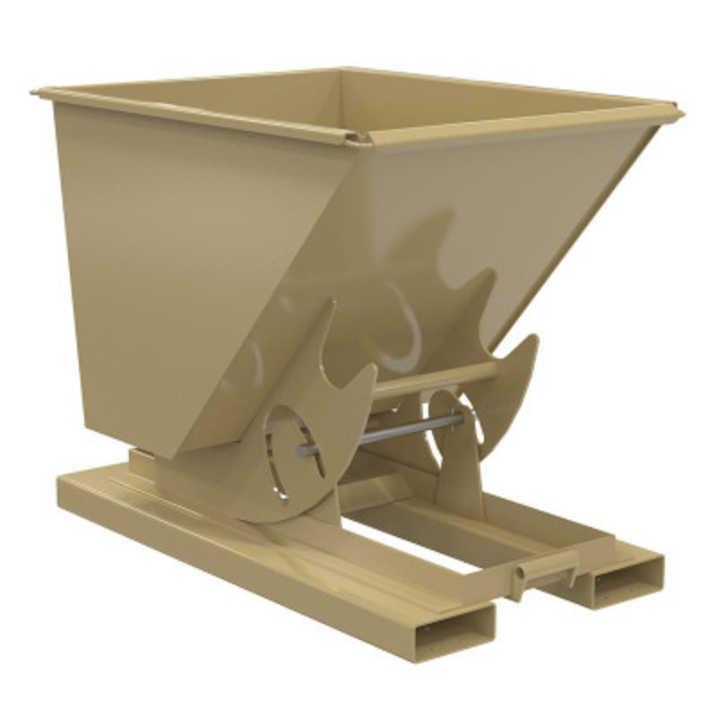 Steel No Bump and Dump Hopper, 1/2 Cu Yd, 2000 lb., Tan