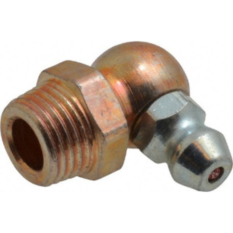 Alemite 90 Head Angle, 1/8 Taper Nickel/Copper Thread-Forming Grease Fitting 7/16 Hex, 0.76 Overall Height, Zinc Plated Finish 1723-B – 03244688