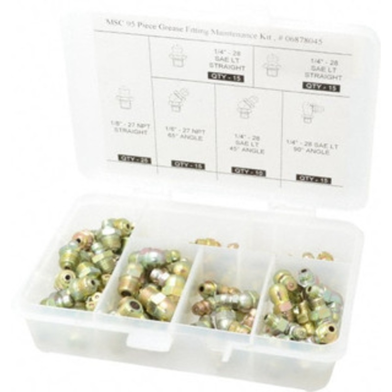 PROLUBE 95 Piece, Inch, Box Plastic Steel Grease Fitting Set GFT/KIT/SAE-95 – 06878045