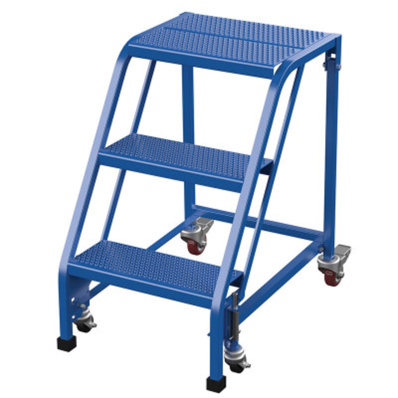 Slope Ladder, 58 Deg, 3 Perforated, 16-13/16in Step Width, Blue