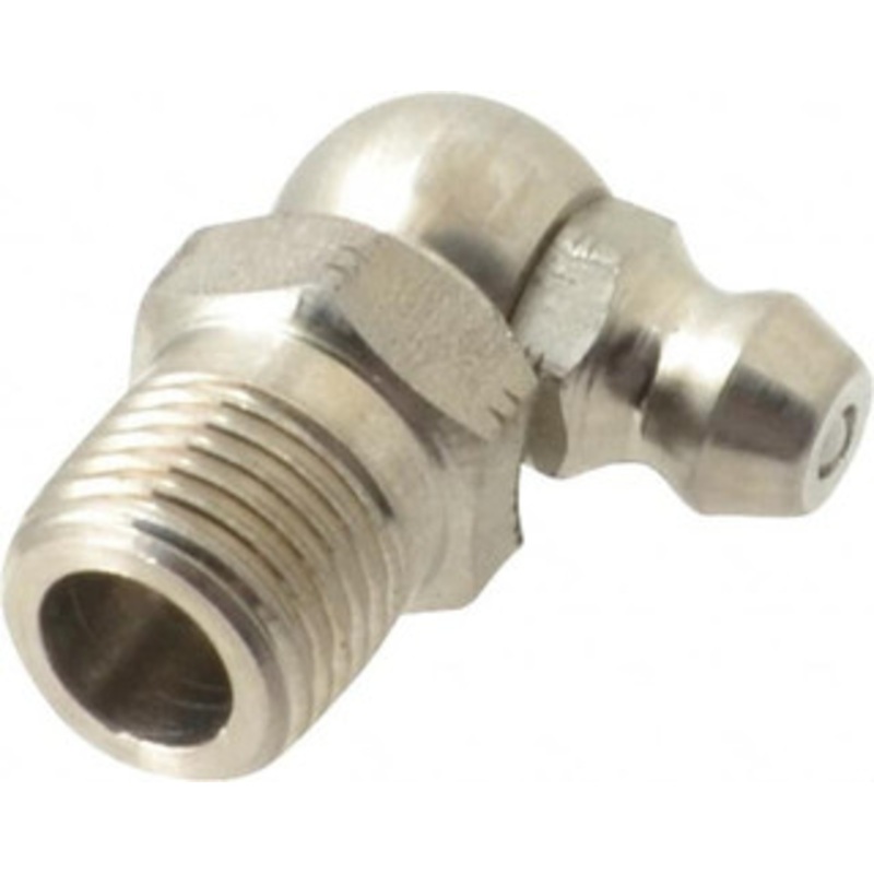 Alemite 90 Head Angle, 1/8 PTF Stainless Steel Standard Grease Fitting 7/16 Hex, 7/8 Overall Height, 11/32 Shank Length 1923-S – 03244837