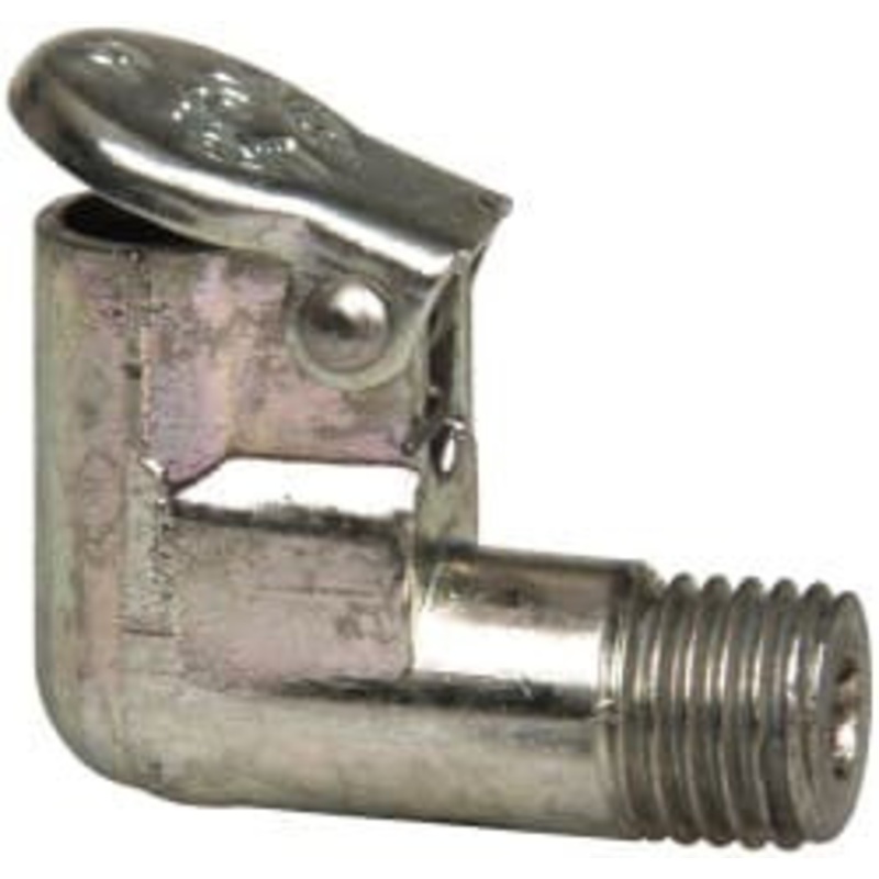 Gits Mfg 1/4-32 Thread, Die Cast Zinc, Zinc Plated, Threaded One Piece, Elbow Oil Hole Cover 3/16 Drive Diam, 3/4 Drive Length, 19/32 Overall Height, 3/16 Thread Length, UNEF Thread 01202 – 03242815