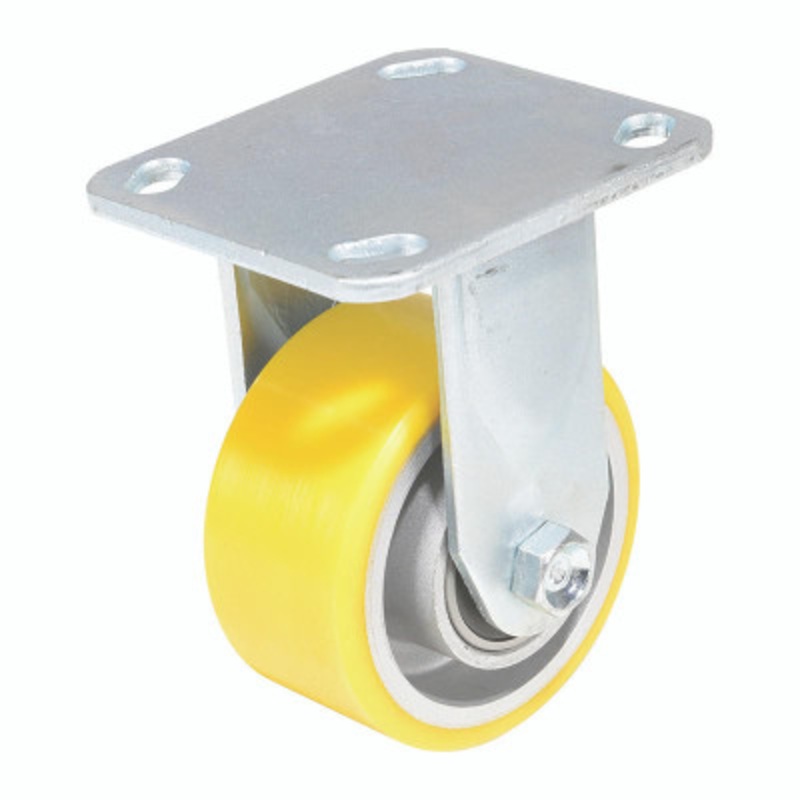 Rigid Caster, 4in Diameter x 2in Width 440 lb., Yellow/Gray