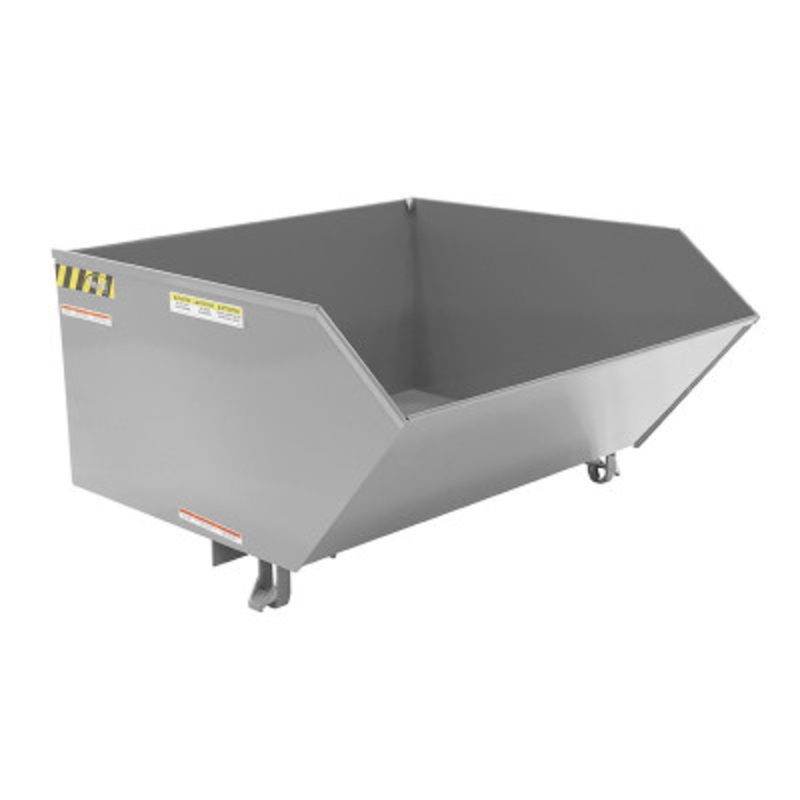 Steel Low Profile Self Dumping Hopper, 1 Cu Yd, 2000 lb., Gray