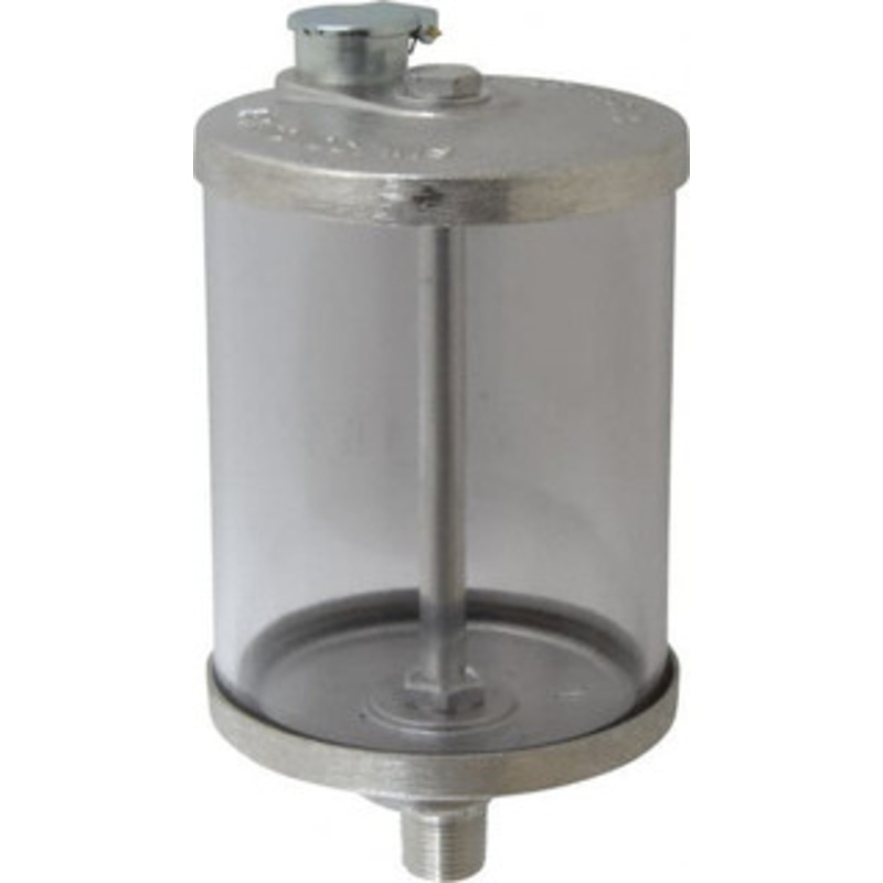 LDI Industries 1 Outlet, Polymer Bowl, 0.95 L No Flow Control Oil Reservoir 1/2 NPTF Outlet, 4-1/4 Diam x 8-1/16 High, 60C Max R111-04 – 03239795