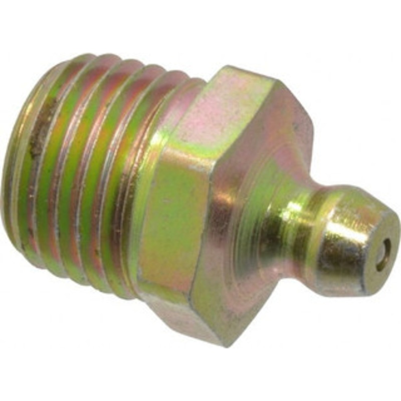 PROLUBE Straight Head Angle, 1/4-18 NPT Steel Standard Grease Fitting 9/16 Hex, 22mm Overall Height, 10.7mm Shank Length, Zinc Plated Finish GFT/1-4/18/ST5 – 08060808