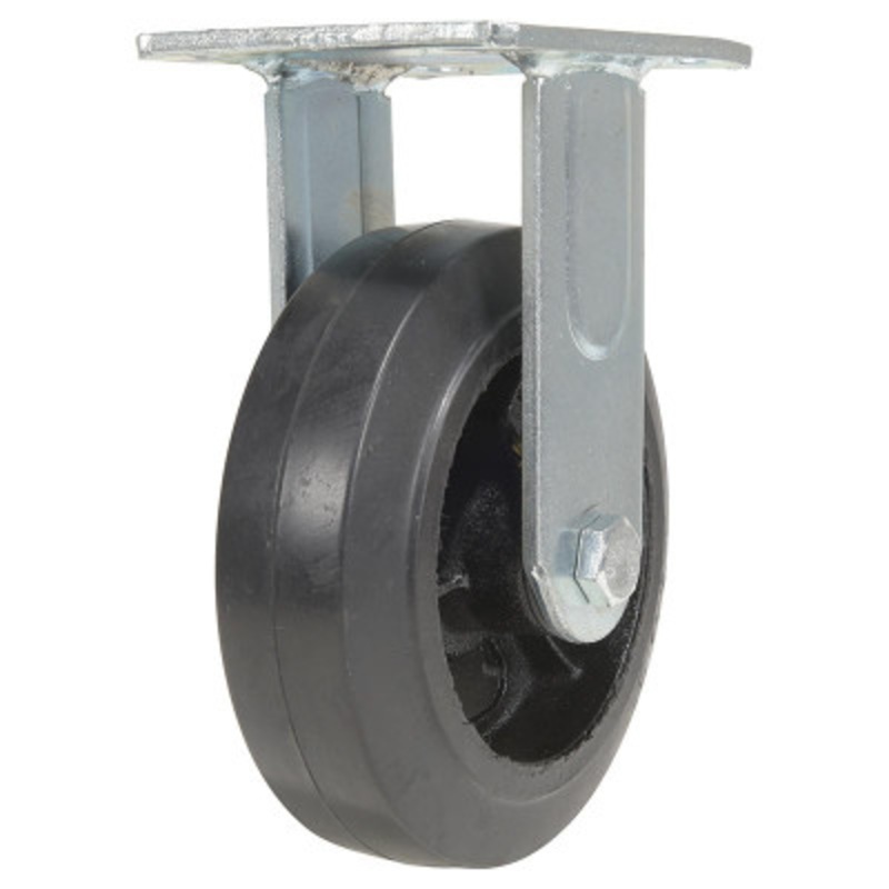 Rubber Rigid Caster, 6in Diameter 2in Width 507 lb., Black