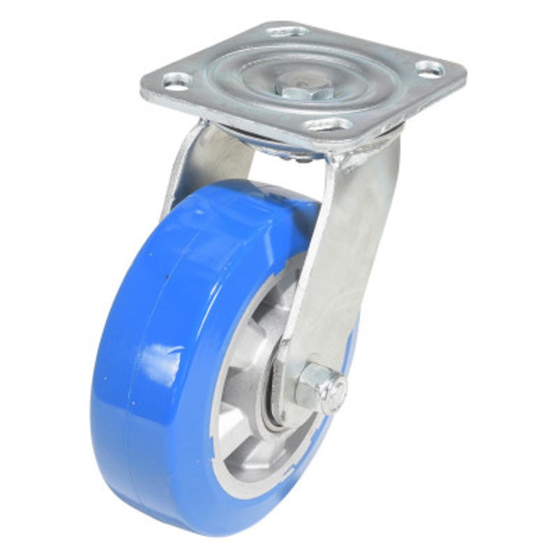 Ball Bearing Swivel Caster, 6 x 2in Width 661 lb., Blue/Gray