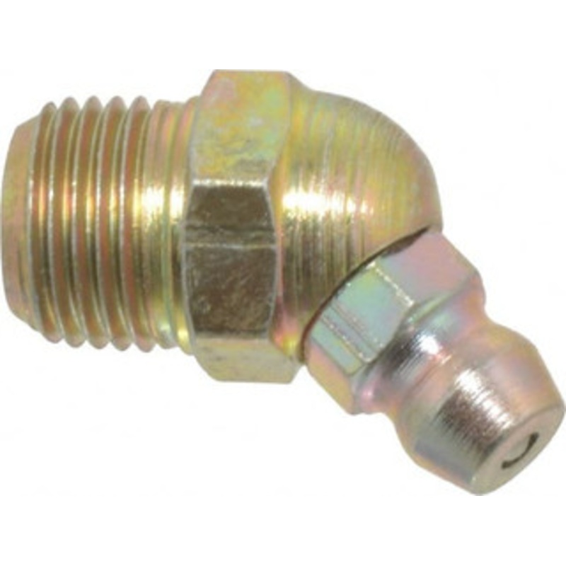PROLUBE 45 Head Angle, 1/8-27 PTF Steel Standard Grease Fitting 7/16 Hex, 21.8mm Overall Height, 7.6mm Shank Length, Zinc Plated Finish GFT/1-8/27/45-5 – 08060774