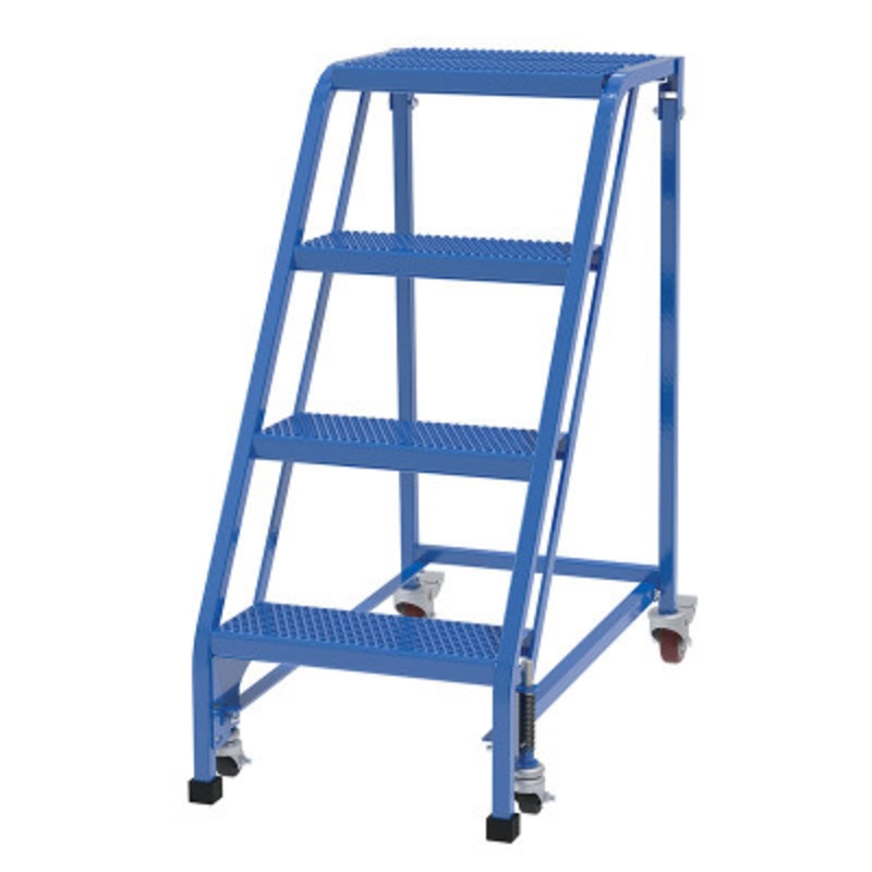 Slope Ladder, 58 Degree, 4 Perforated, 16-13/16in Step, Blue