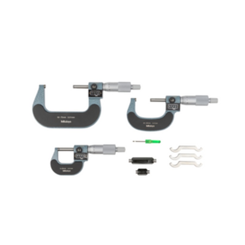 Mitutoyo Digit Outside Micrometer Set, 0-75mm (3 pcs.) – 193-915