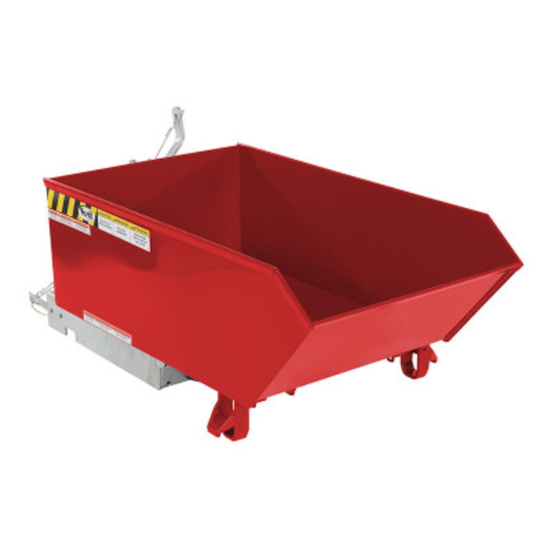Steel Low Profile Self Dumping Hopper, 1/4 Cu Yd, 2000 lb., Red
