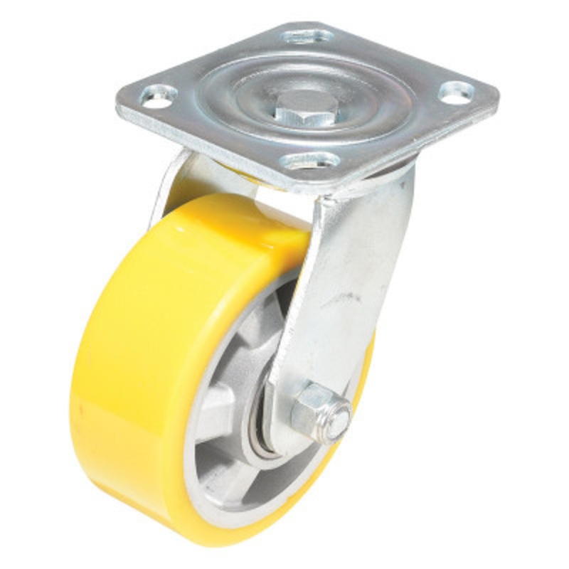 Swivel Caster, 5in Diameter x 2in Width 595 lb., Yellow/Gray