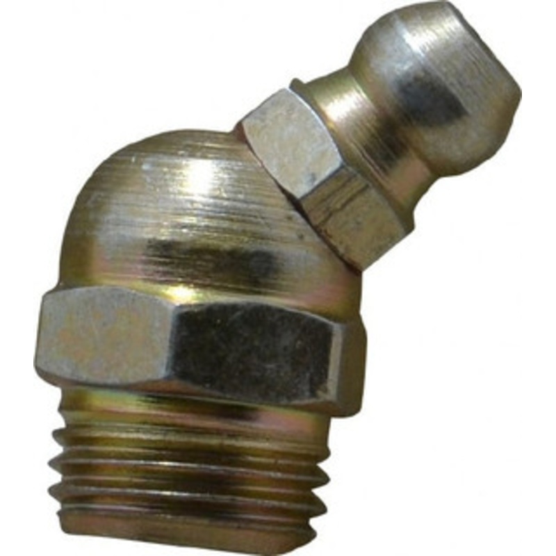 PROLUBE 45 Head Angle, M10x1.0 Metric Steel Standard Grease Fitting 11mm Hex, 21mm Overall Height, 5.5mm Shank Length, Zinc Plated Finish GFT/10/1/45/ST5 – 08060931