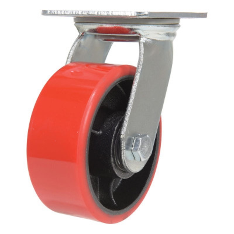 Swivel Caster, 5in Diameter x 2in Width 990 lb., Red/Black
