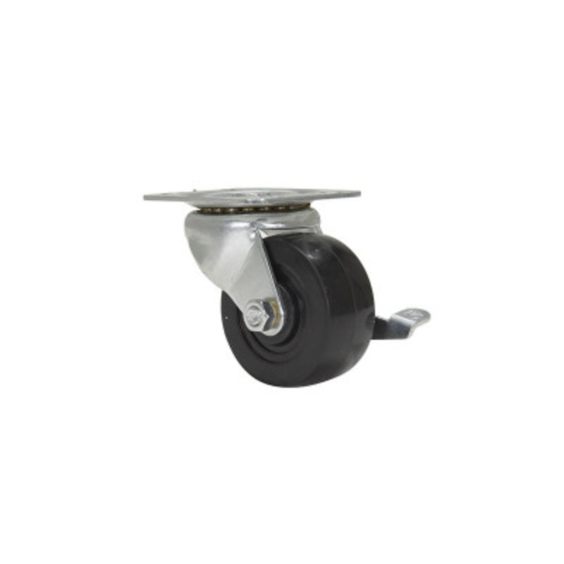 Rubber Swivel With Brake Caster 2 x 1in Width 125 lb., Black
