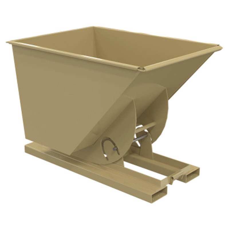 Steel Medium Duty No Bump and Dump Hopper, 1 Cu Yd, 4000 lb., Tan