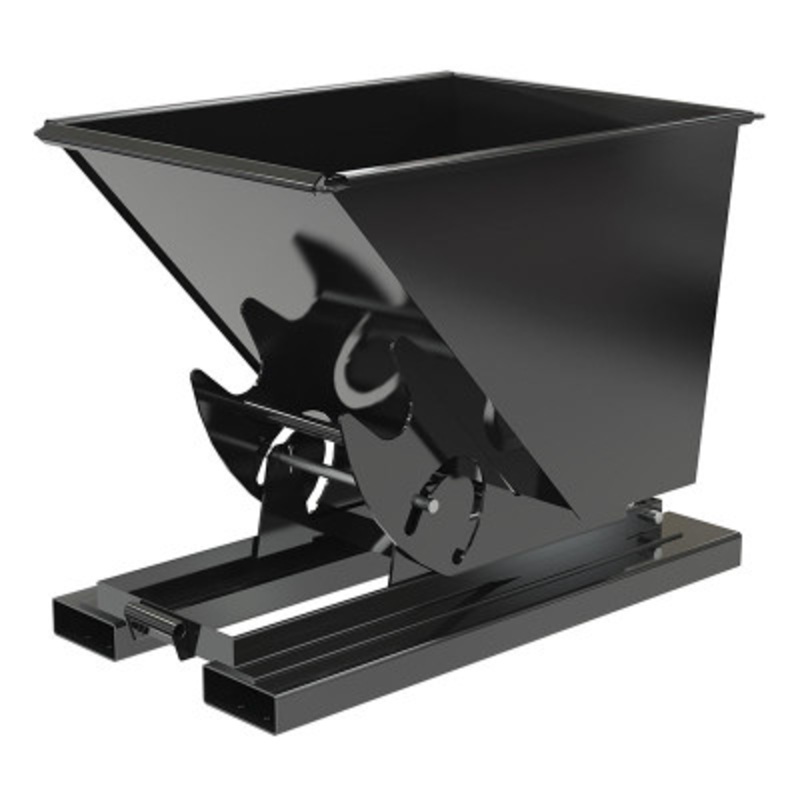 Steel No Bump and Dump Hopper, 1/2 Cu Yd, 2000 lb., Black