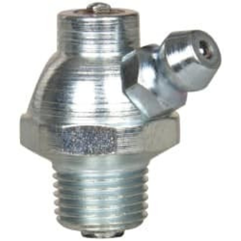 Alemite 60 Head Angle, 1/8 PTF PVC Shut-Off Grease Fitting 5/8 Hex, 1 Overall Height, 17/64 Shank Length, Zinc Plated Finish 1940-B – 03244753