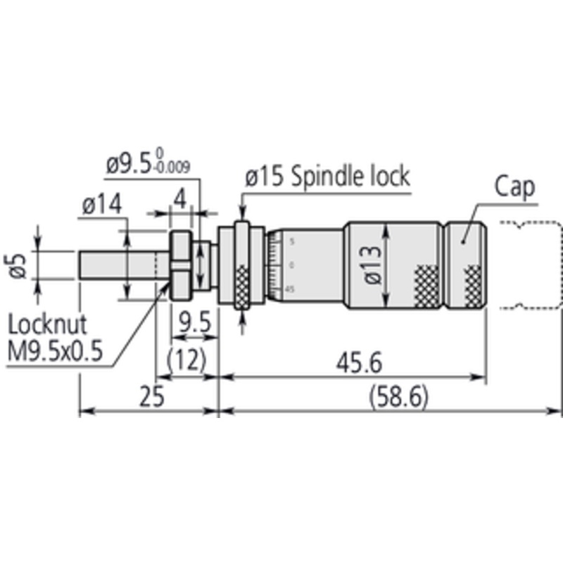 Mitutoyo Micrometer Head, Zero-Adjustable Thimble, 0-13mm – 148-504