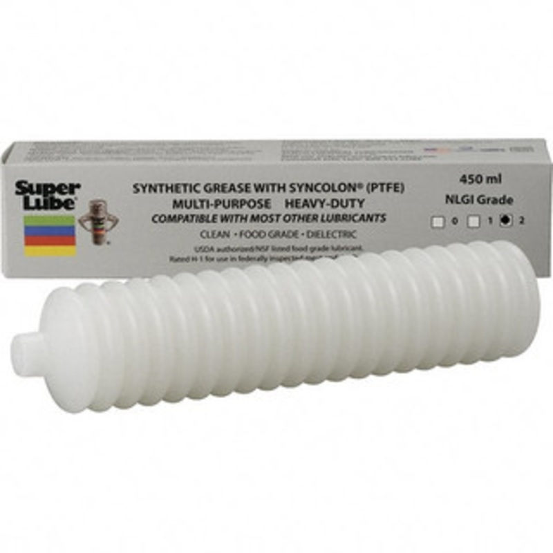 Synco Chemical Super Lube 450 mL Cartridge Synthetic Grease Cartridge Translucent White, Food Grade, 450F Max Temp, NLGIG 2, 41580 – 81094914