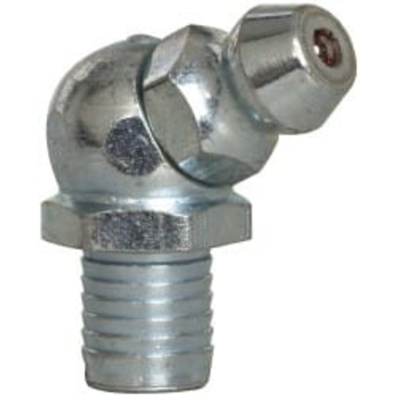 Alemite 65 Head Angle, Nickel/Copper Drive-In Grease Fitting 49/64 Overall Height, 9/32 Shank Length, Zinc Plated Finish 1744-B1 – 03244613