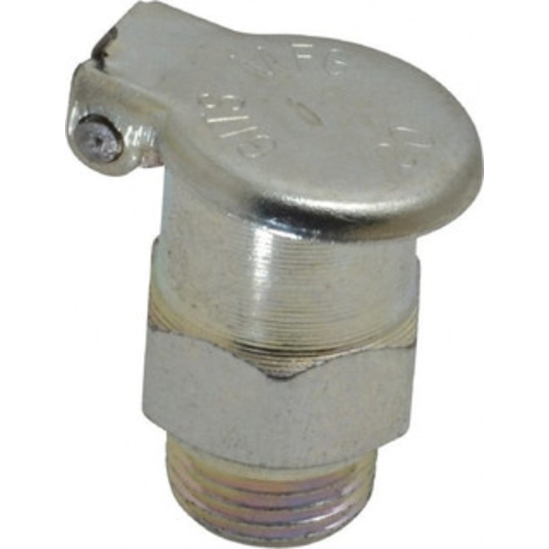 Gits Mfg 1/8-27 Thread, Steel, Zinc Plated, Threaded One Piece, Straight Oil Hole Cover 29/32 Drive Diam, 9/32 Drive Length, 7/8 Overall Height, 9/32 Thread Length, NPT Thread 00110 – 03242286
