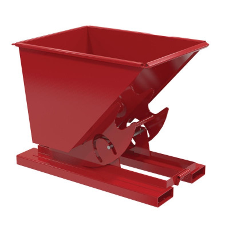 Steel No Bump and Dump Hopper, 1/2 Cu Yd, 2000 lb., Red