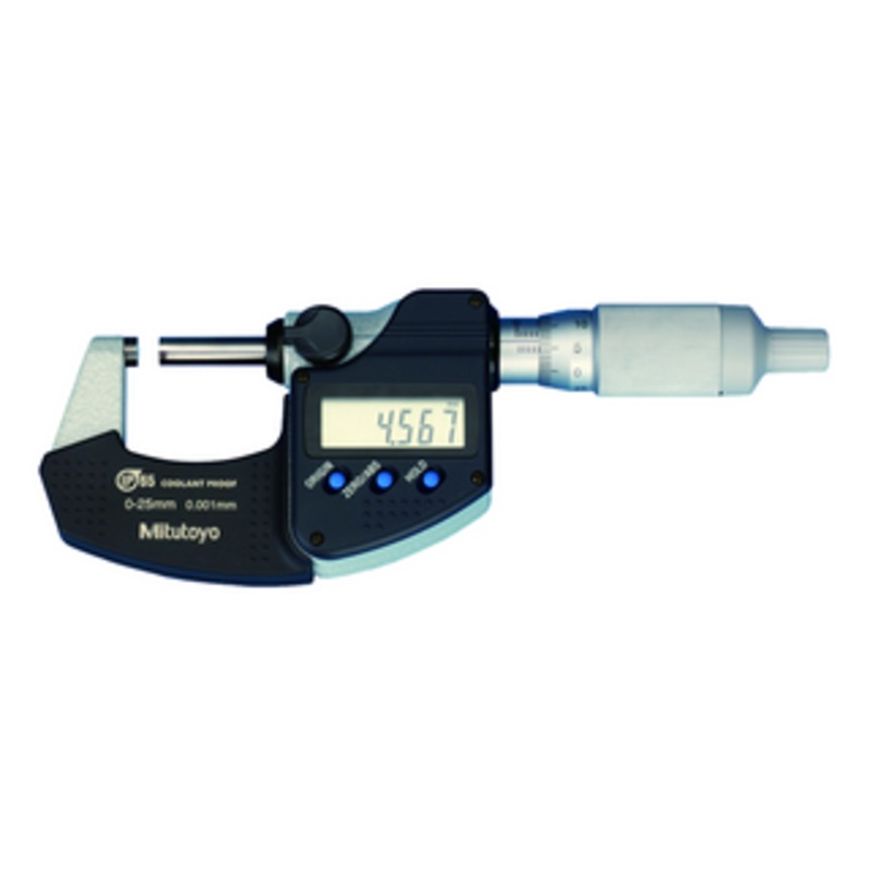 Mitutoyo Digital Micrometer IP65 0-25mm, w/o Output, Ratchet Thimble – 293-244-30