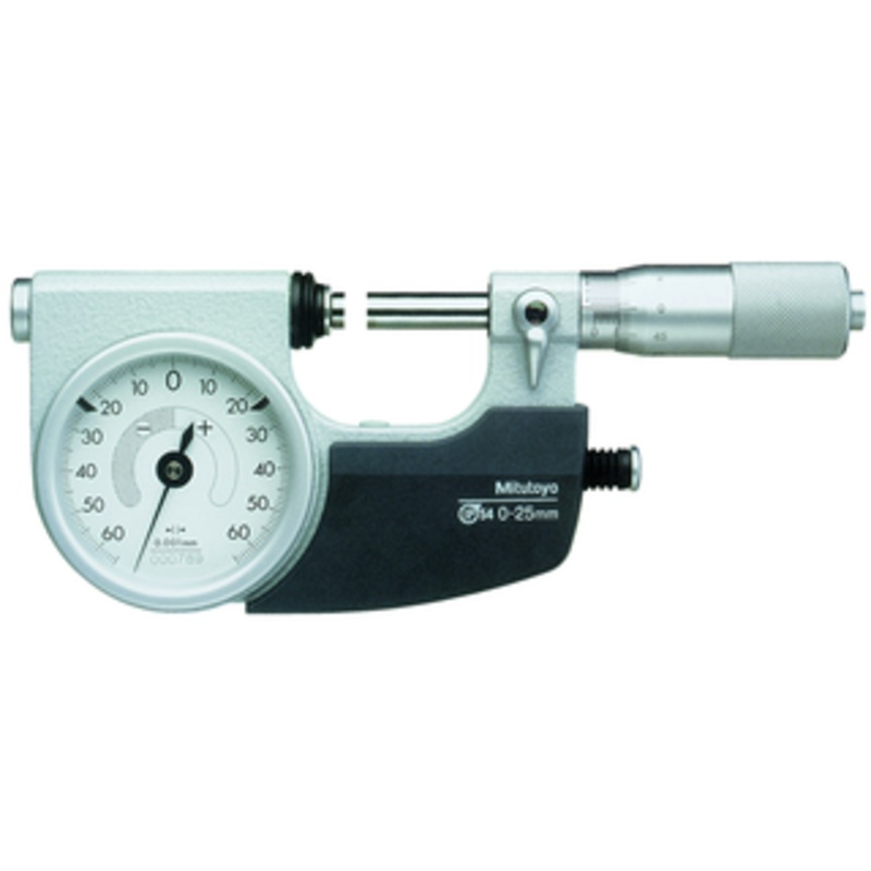 Mitutoyo Indicating Micrometer w/ Button Left, 0-25mm – 510-141