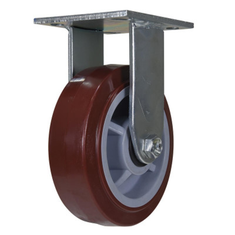 Rigid Caster, 6in Diameter x 2in Width 750 lb., Maroon/Gray