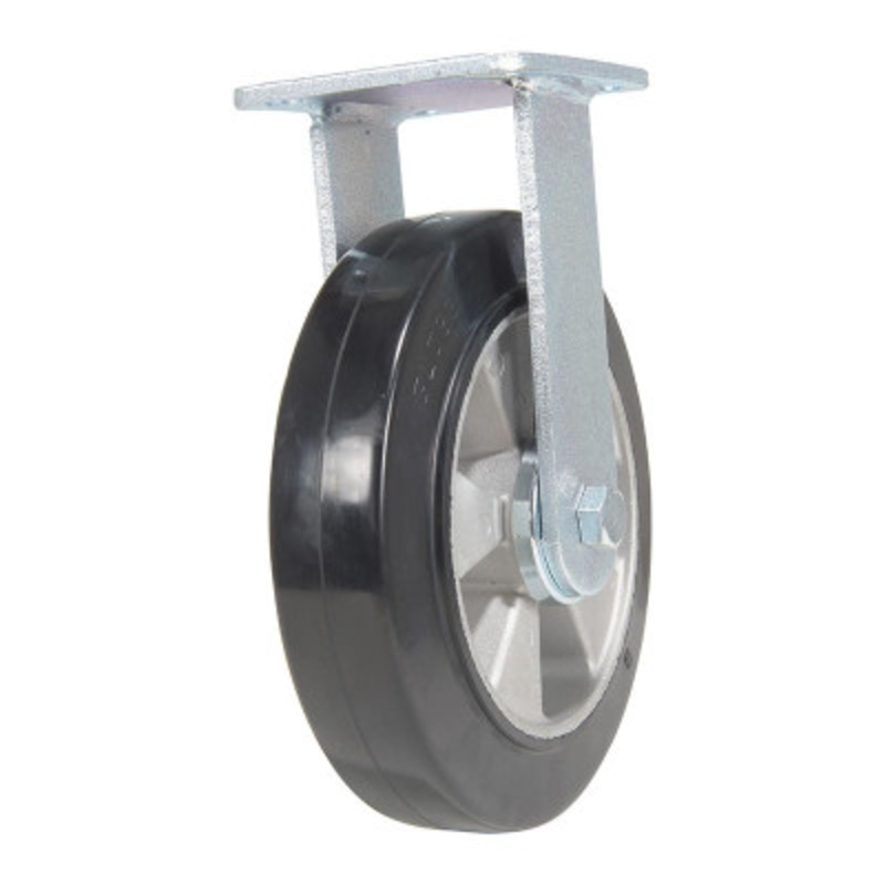 Rubber Rigid Caster, 8in x 2in Width 881 lb., Black/Gold