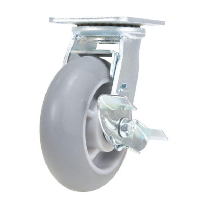 Swivel With Brake Caster 6 x 2in Width 639 lb., Light, Gray