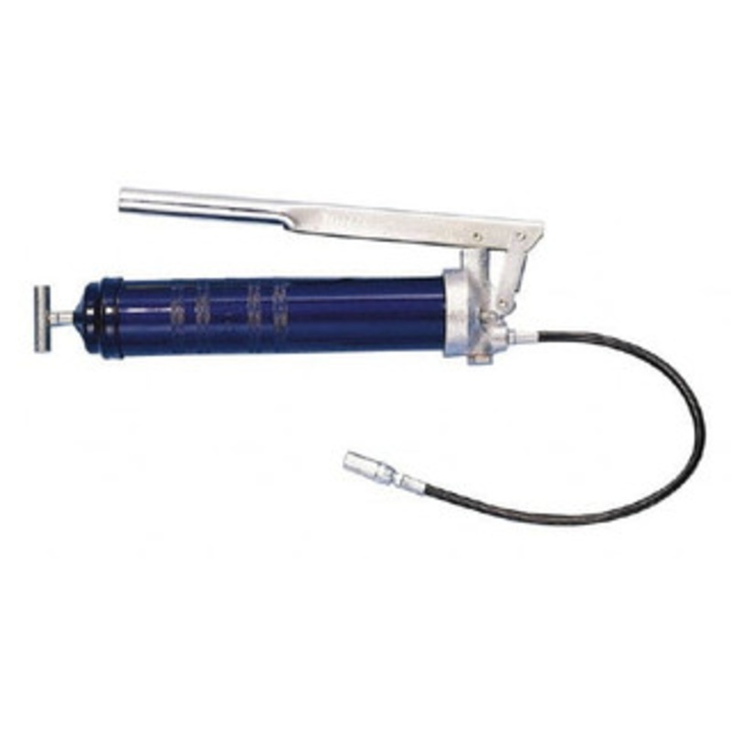 Lincoln 4,500 Max psi, Flexible Lever Grease Gun 14-1 & 2 oz (Cartridge) & 16 oz (Bulk) Capacity, 1/8 Thread Outlet, 33 Strokes per oz, Bulk & Cartridge Fill, Includes Coupler 1147 – 62518139