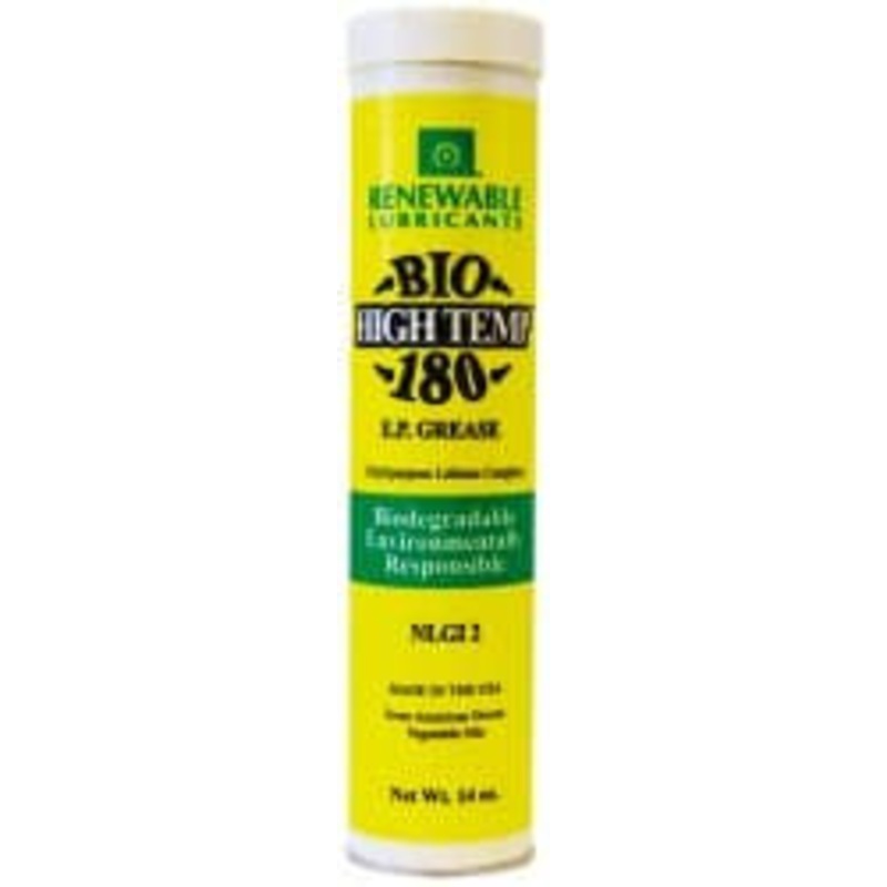 Renewable Lubricants 14 oz Cartridge Biobased Extreme Pressure Grease Green, Extreme Pressure & High Temperature, 285F Max Temp, NLGIG 2, 87611 – 62681705