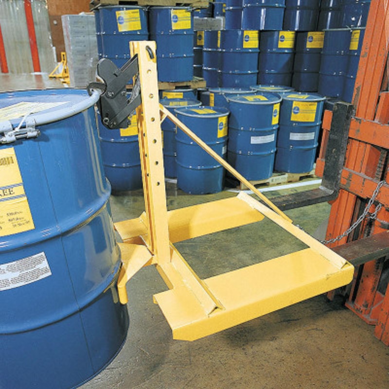 Steel Fork Mounted Drum Lifter, 750 lb., Yellow